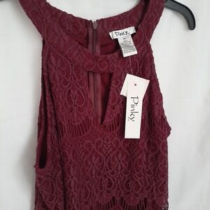 Women's Pinky Burgundy Lace‎ Halter Top Size XL NWT